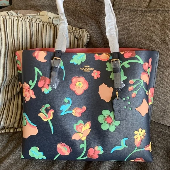 SOLD⛔️Authentic COACH Double faced floral leather tote - Picture 7 of 15